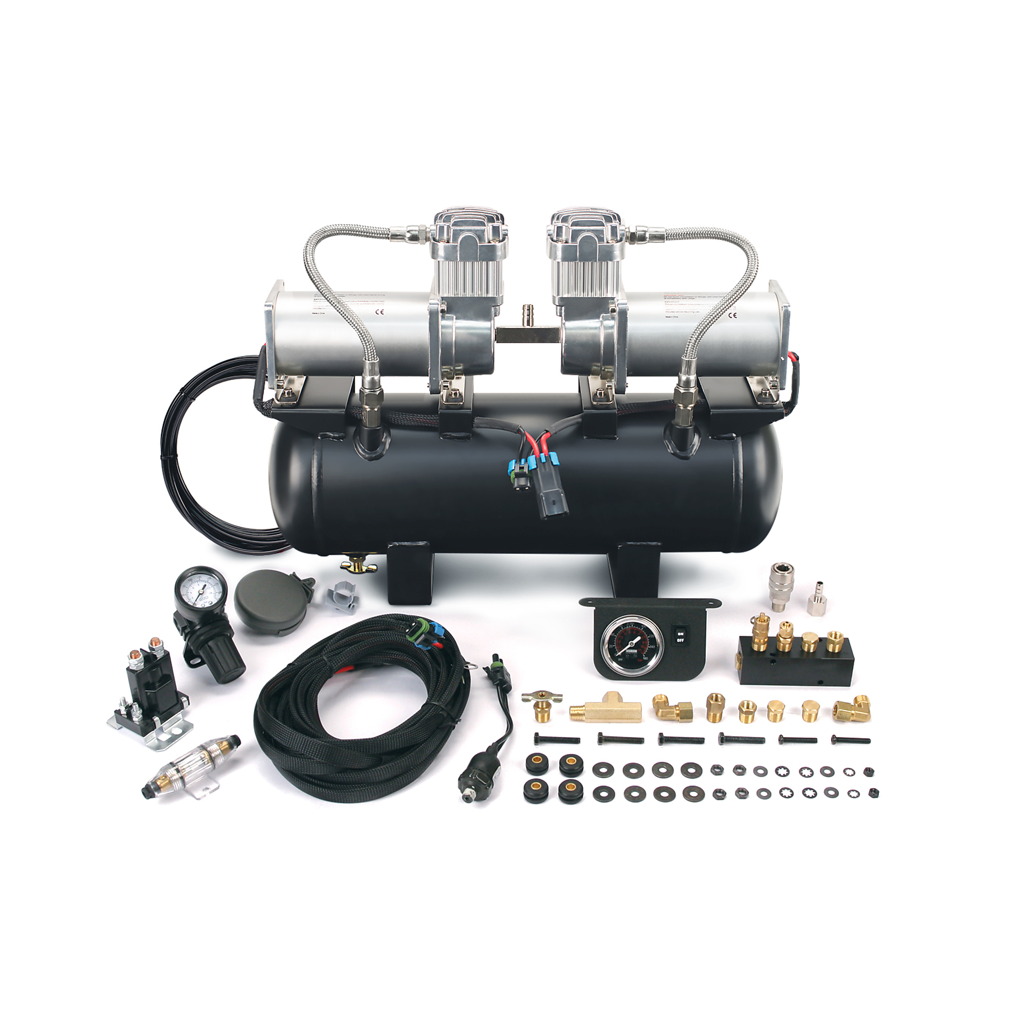 Viair, 200PSI High Pressure 2on2 Onboard Air System, Air Tank Size 2 Gal, Volts 12 Model# 30018
